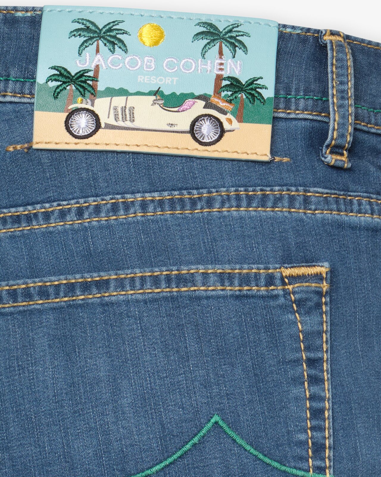 Les Hommes d'Amsterdam — Jeans back label and stitching, close-up