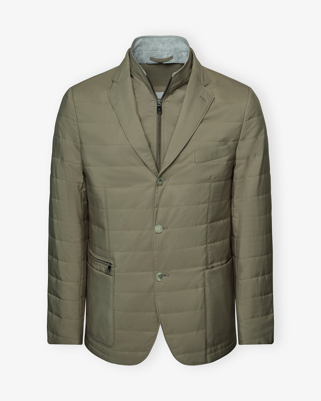 Les Hommes d'Amsterdam — Quilted jacket, full front view on white